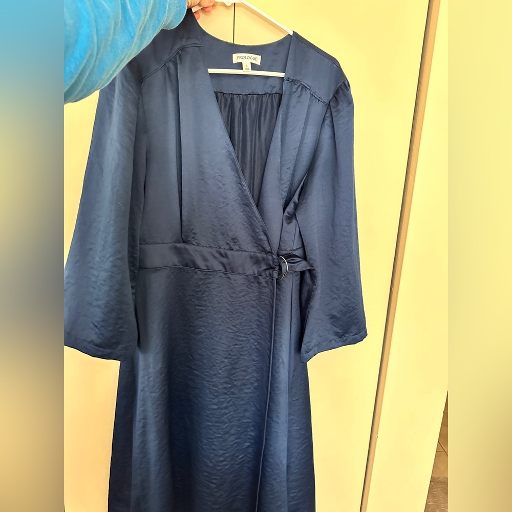 Shimmery dark blue wrap dress